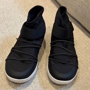 Black High-Top Fitflop Sneakers with White Soles
